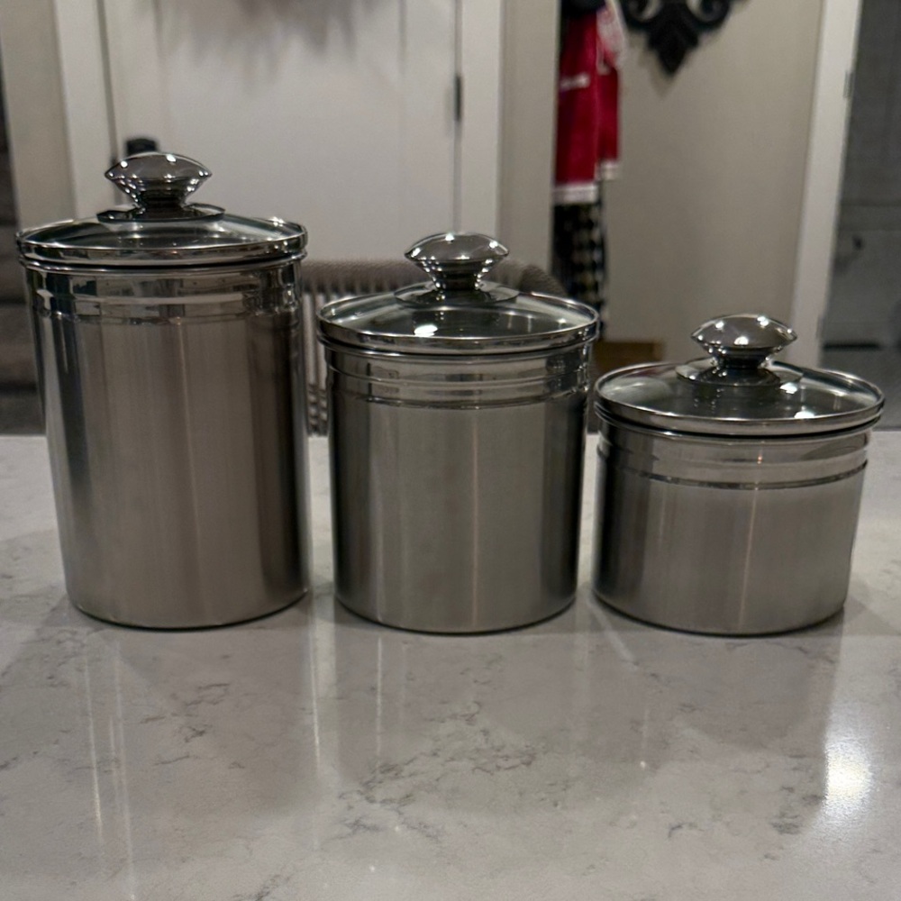 Stainless Steel Canister Set with Glass Lids and Airtight Seal
